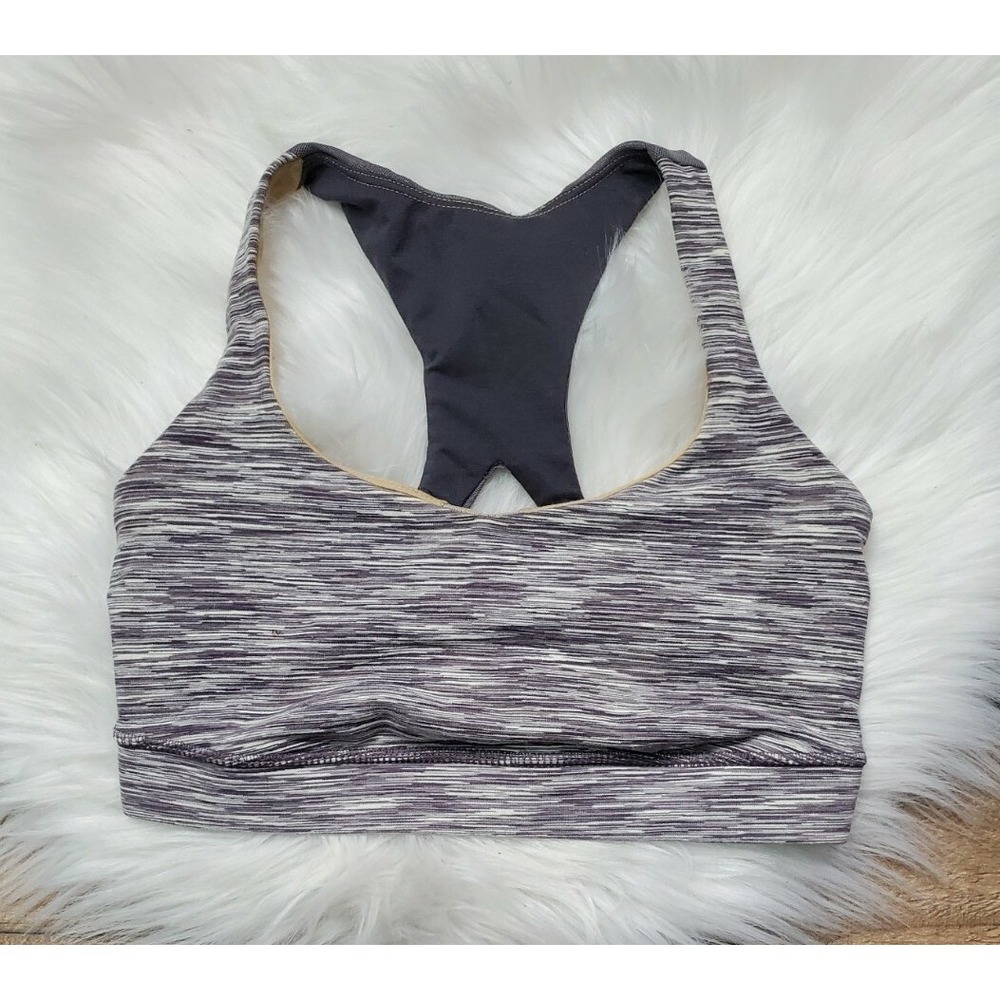 Lululemon Racerback Sports Bra Women's Size 4 Mesh Gray White Spacedye